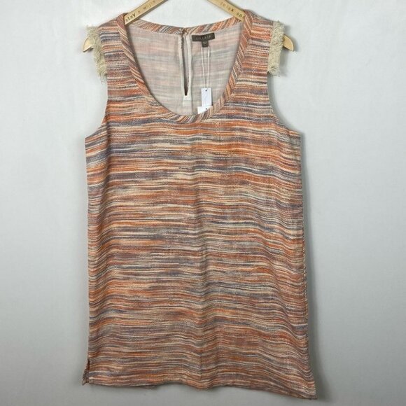 NWT Lilla P Slub Tweed Casual Newport Dress Orange Combo Size Large Boho Shift L - Picture 15 of 16